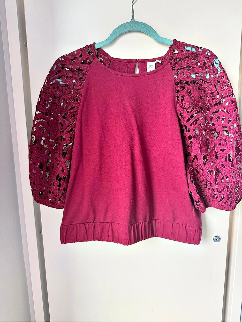 Anthropologie Dolan Lace Puff Sleeve Top